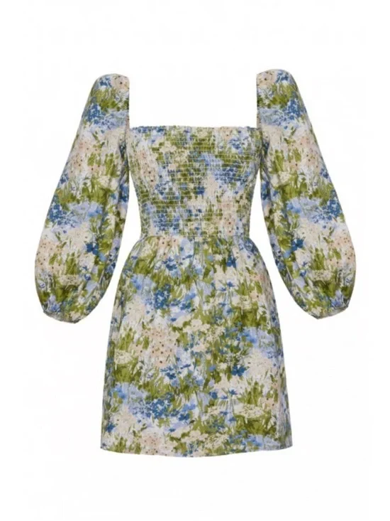 Reformation Greyson Floral Print Linen Mini Dress Size Small - Picture 5 of 13